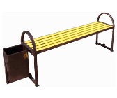 Лавка с подлокотниками и урной (металлический каркас, дерево)