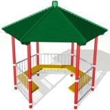 Беседка шестиугольная (металлический каркас, дерево, гибкая черепица)