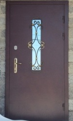 Дверь входная Ковка мал. узор, стекло (артикул ДВК-03)