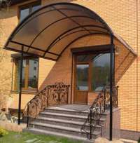 Металлический козырек-навес над входом арочный с поликарбонатом (артикул МКС17)