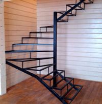 Металлический каркас лестницы П-образный с забежными ступенями (артикул-МЛ29)