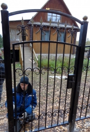 Калитка металлическая с кованным декором