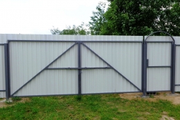 Ворота и калитка из профлиста вид изнутри, каркас проф. труба