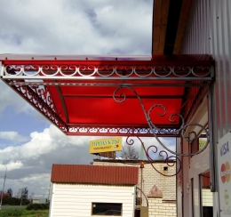 Козырек арочный с ковкой, молотковая покраска, серебро