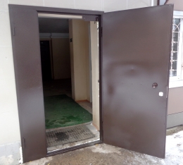 Дверь входная двустворчатая, молотковое покрытие