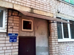 Козырек над входом односкатный дугообразный, металл, поликарбонат