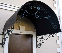 Козырек металлический арочный с ковкой, покрытие мет. лист