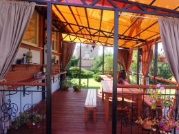 Навес элементами ковки, с покрытием монокарбонат 10 мм