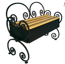 Лавка с кованым декором и ящиком для хранения на кладбище (артикул - МРК16)